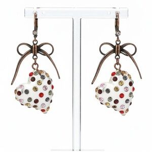 Betsey Johnson Stone Lucite Heart Drop Earrings